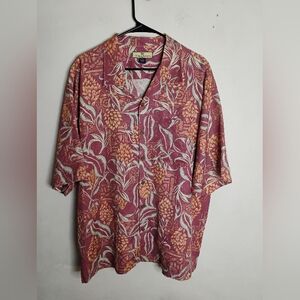 Tommy Bahama Maroon and Orange Floral Men's Shirt